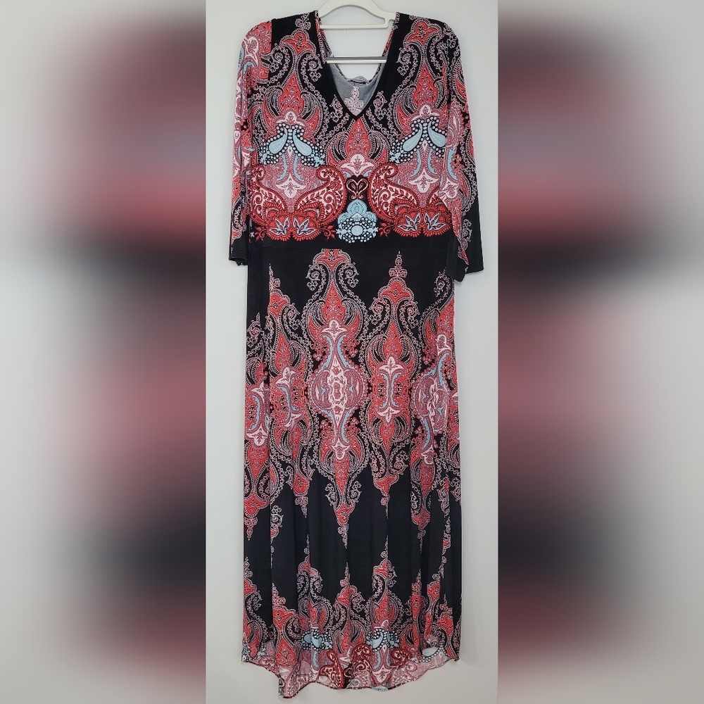 Dare MAXI Dress Blk,Red,Aqua XL EUC